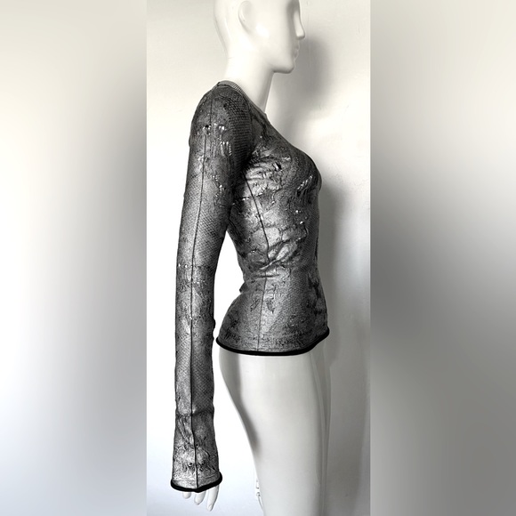NWT LUXE LOUIS VUITTON METALLIC SILVER & BLACK KNIT TOP SWEATER SHIRT SIZE XS - Picture 4 of 9
